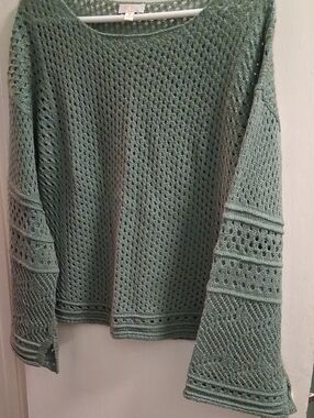 Green Open-Knit Sweater
